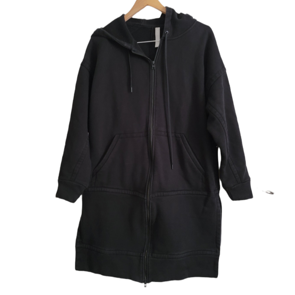 Athleta Black Longline Zip-UP Hoodie Sweatshirt Size Medium